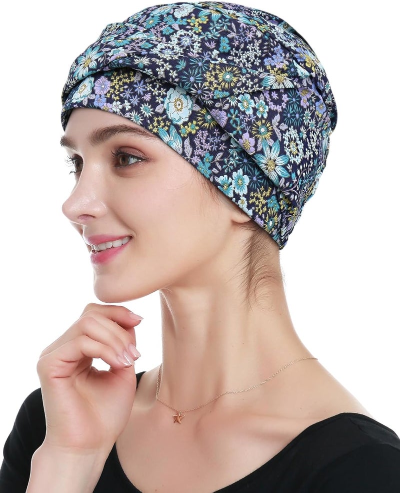 Alnorm 100% Cotton Fashion Headwear Chemo Caps with Stretchy Band for Hair Loss Women - Image 1
